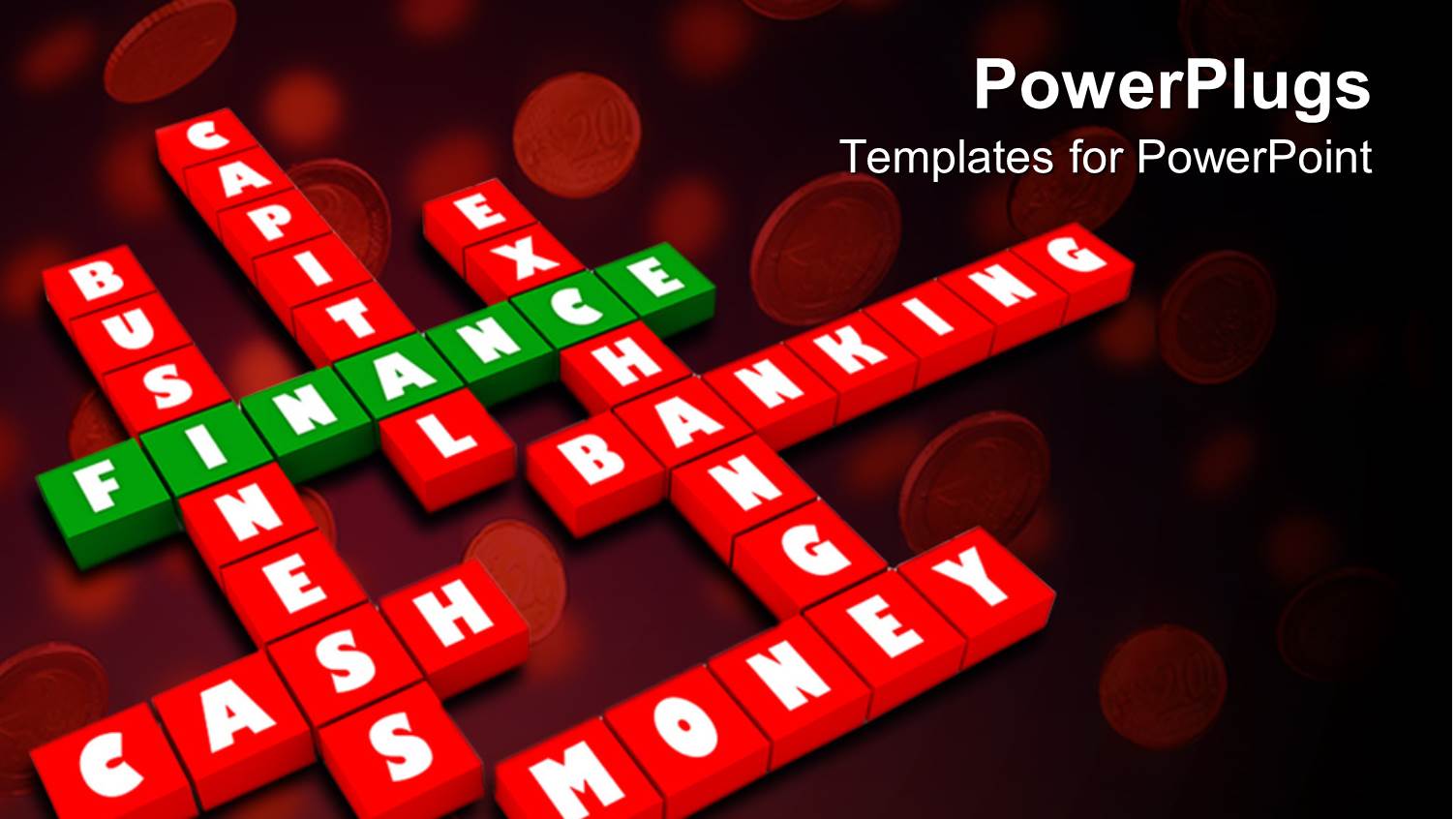 Red and Green Colored Puzzles with Words and Red Background