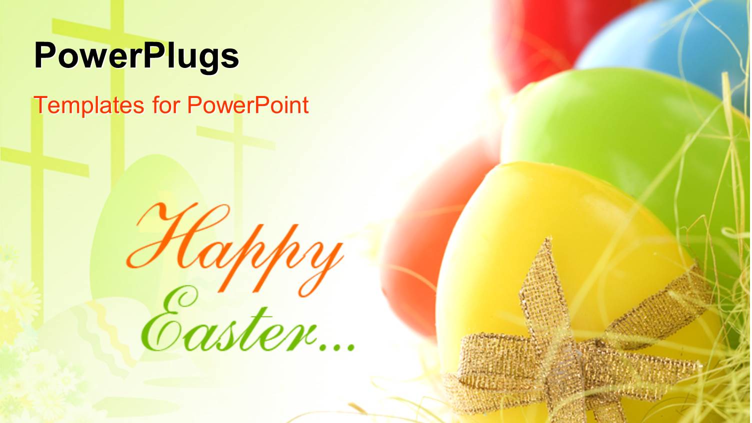 Red and Green Happy Easter Next to Brightly Colored Eggs