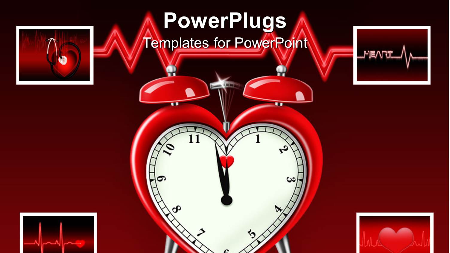 a Red Heart Shaped Alarm Clock on a Red Background