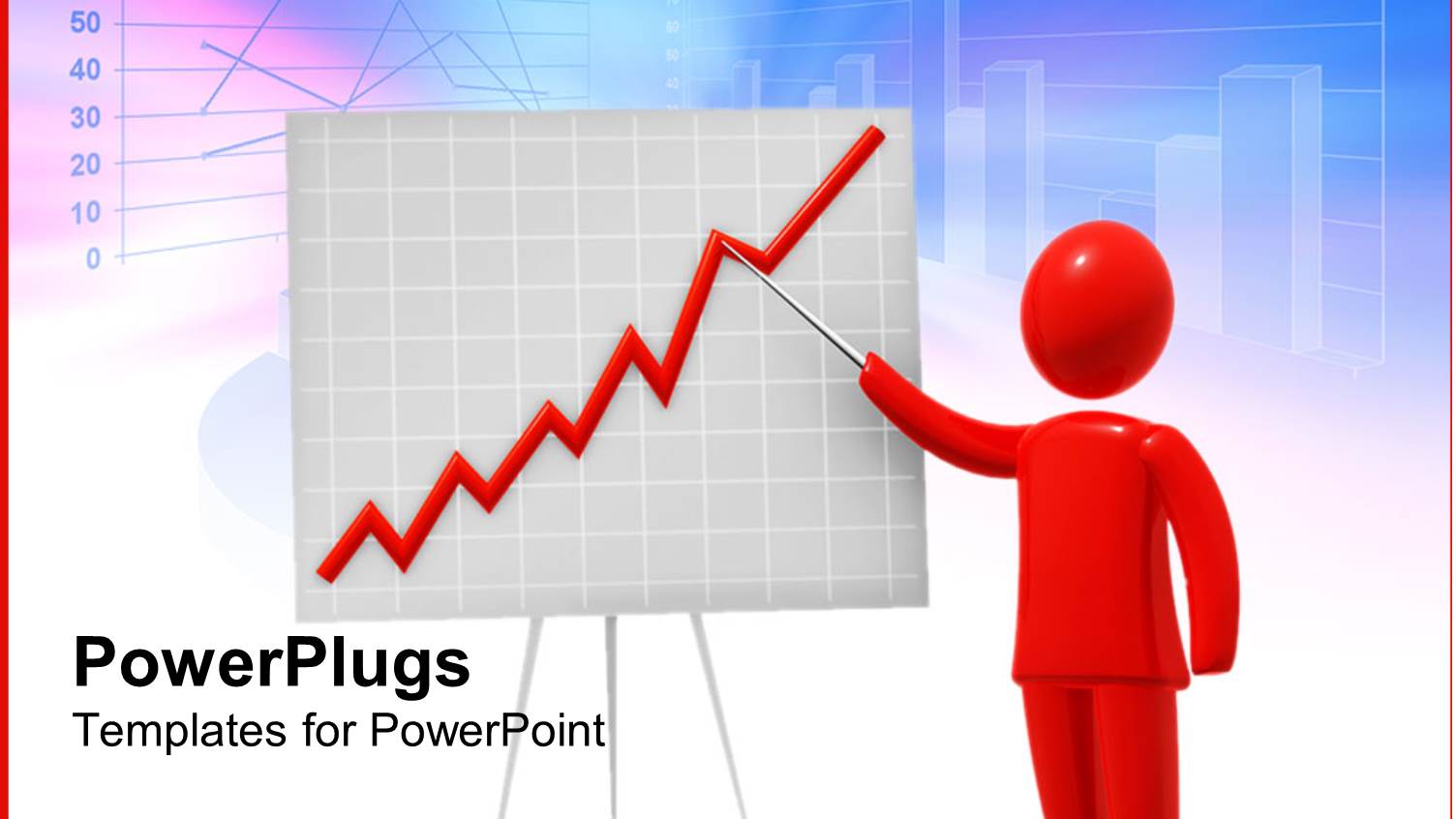 Red Human Figure Pointing an a White Board with a Chart