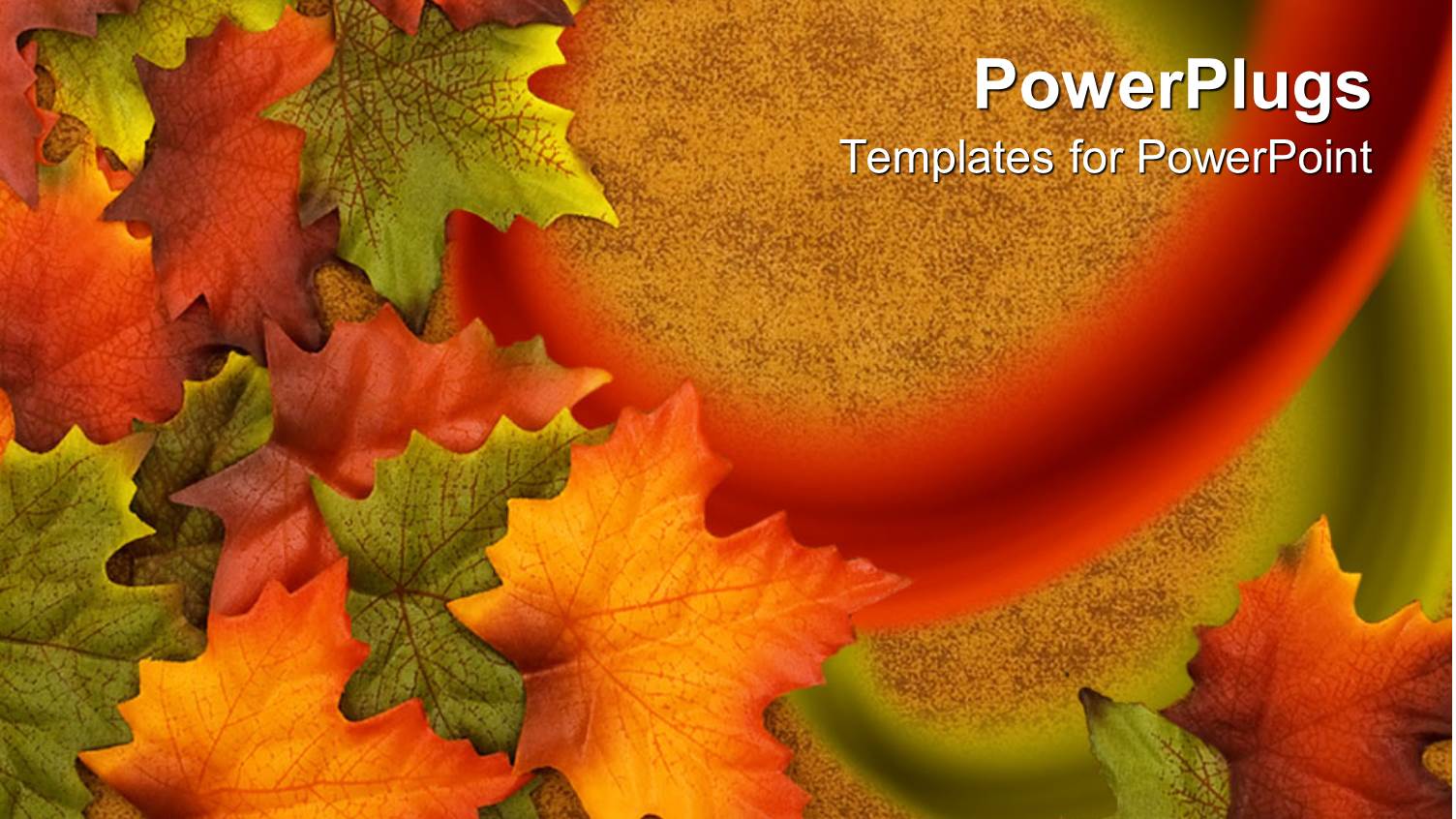 Red, Orange, Green, and Yellow Leaves on a Brown Background