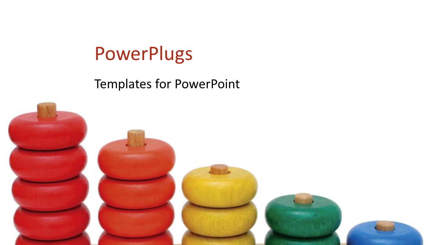 Red, Orange, Yellow, Green and Blue Wooden Rings Toy on White Background