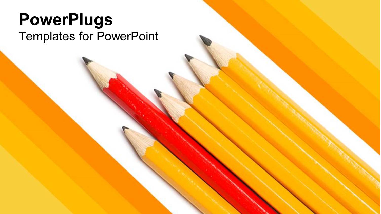 Red Pencil Leading Row of Yellow Pencils on White Background