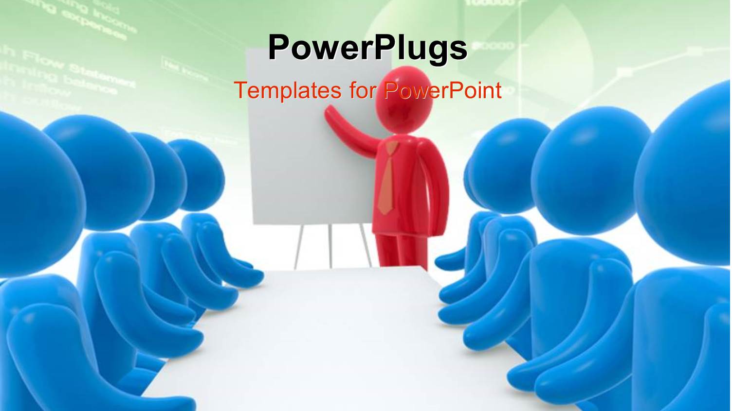Red Person Pointing Hand at Board and Group of Persons Sitting Behind Desk and Listening, Green Color Charts