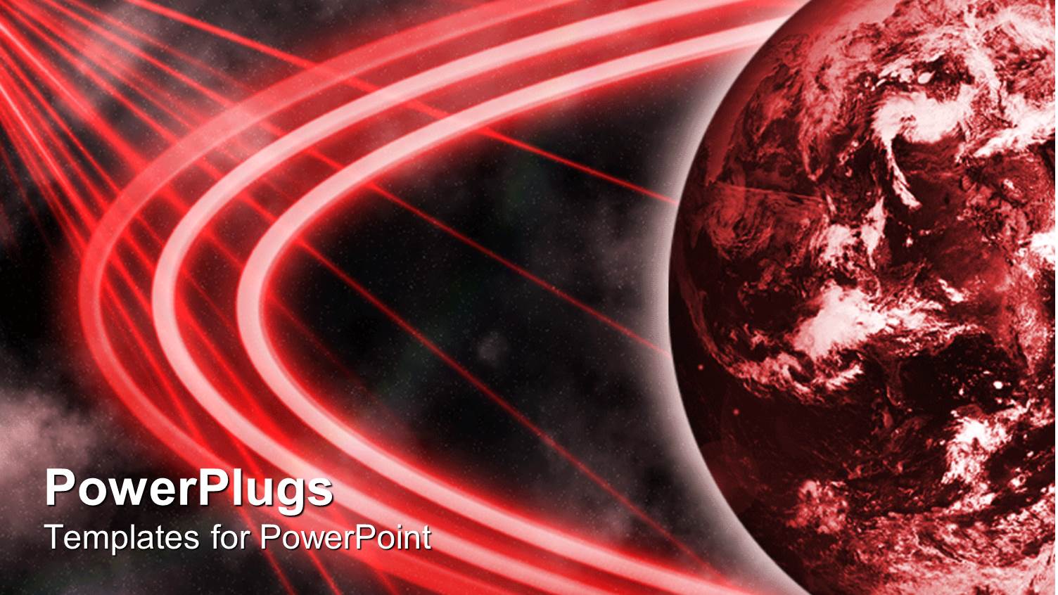 Red Planet with Red Laser Looking Lights Over it and Black Background