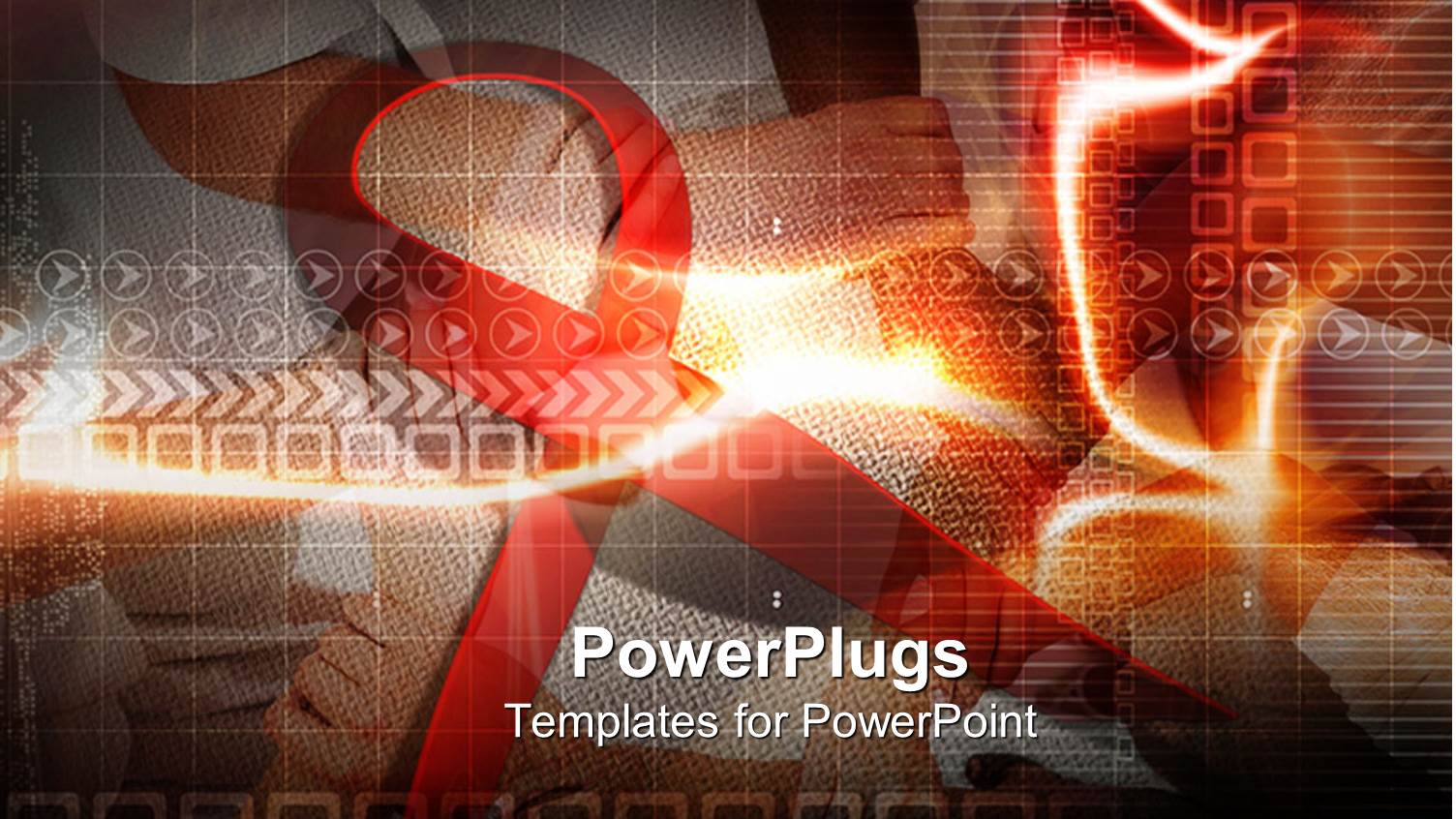 Red Ribbon, Brown and White Patterned Background