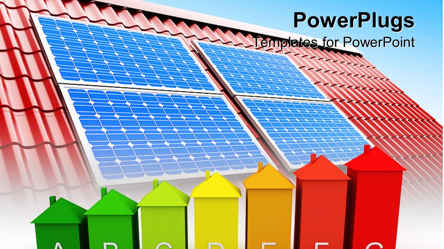 Red Roof with Solar Panels on  it and Chart of Energy Efficient Houses