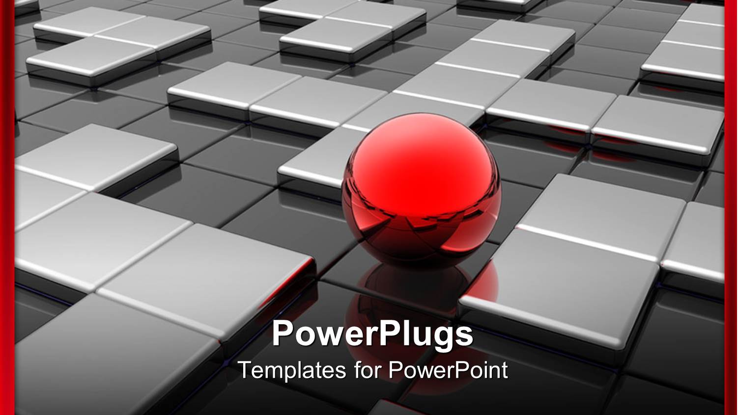 Red Shinny Ball in a Silver and Black Labyrinth