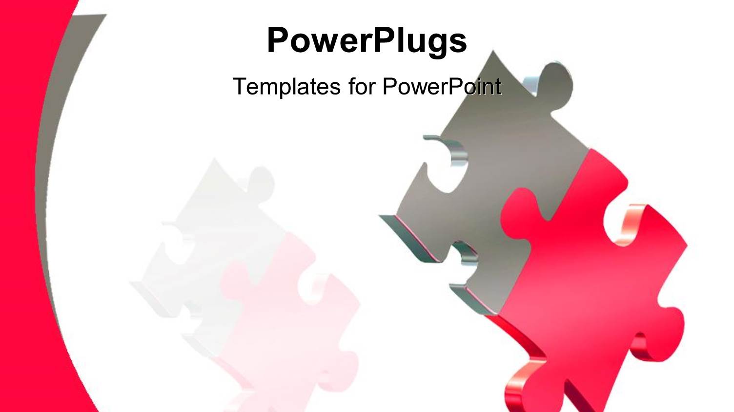 Red and Silver Puzzle Pieces on White Background, Matching Wave Border