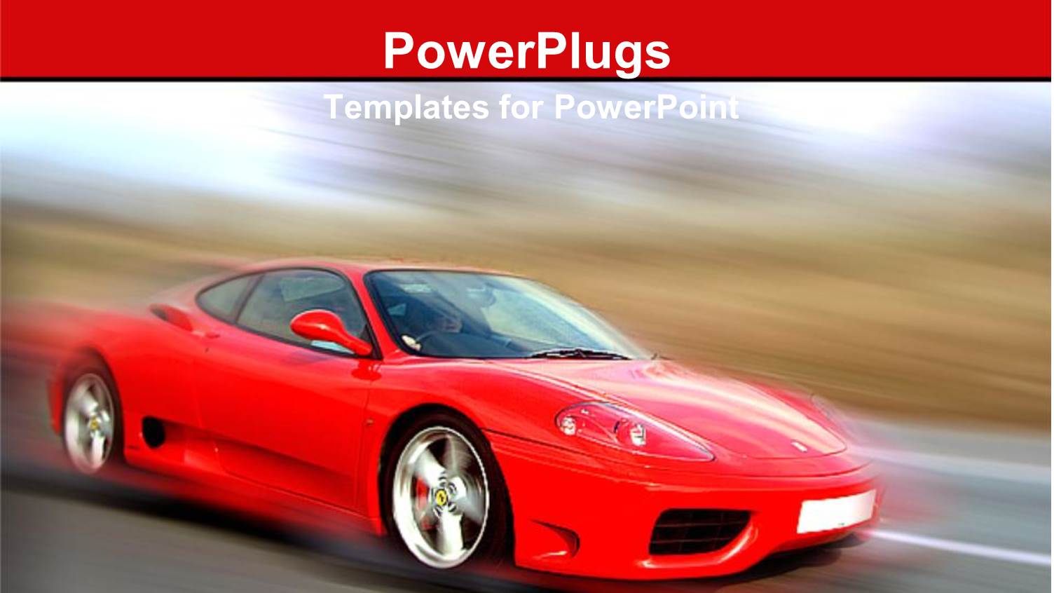 Red Sports Car Speeding on the Road on Blurred Background