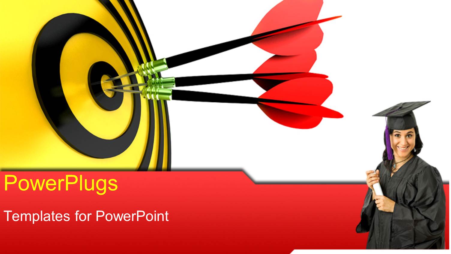 Red Tailed Darts Hitting Bulls Eye of Yellow and Black Target