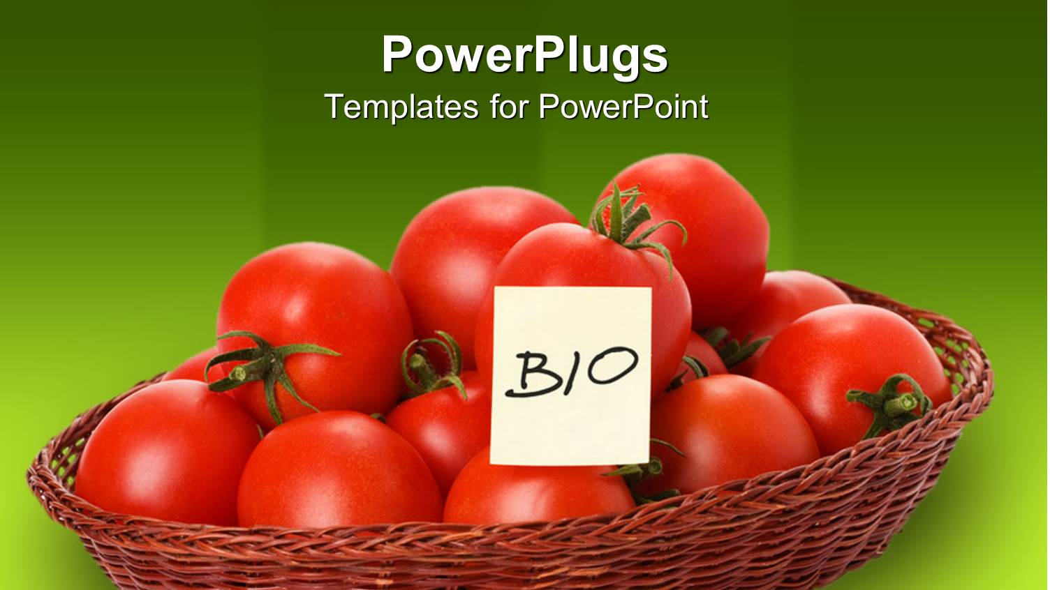 Red Tomatoes in Wicker Basket with Bio Sticky Note