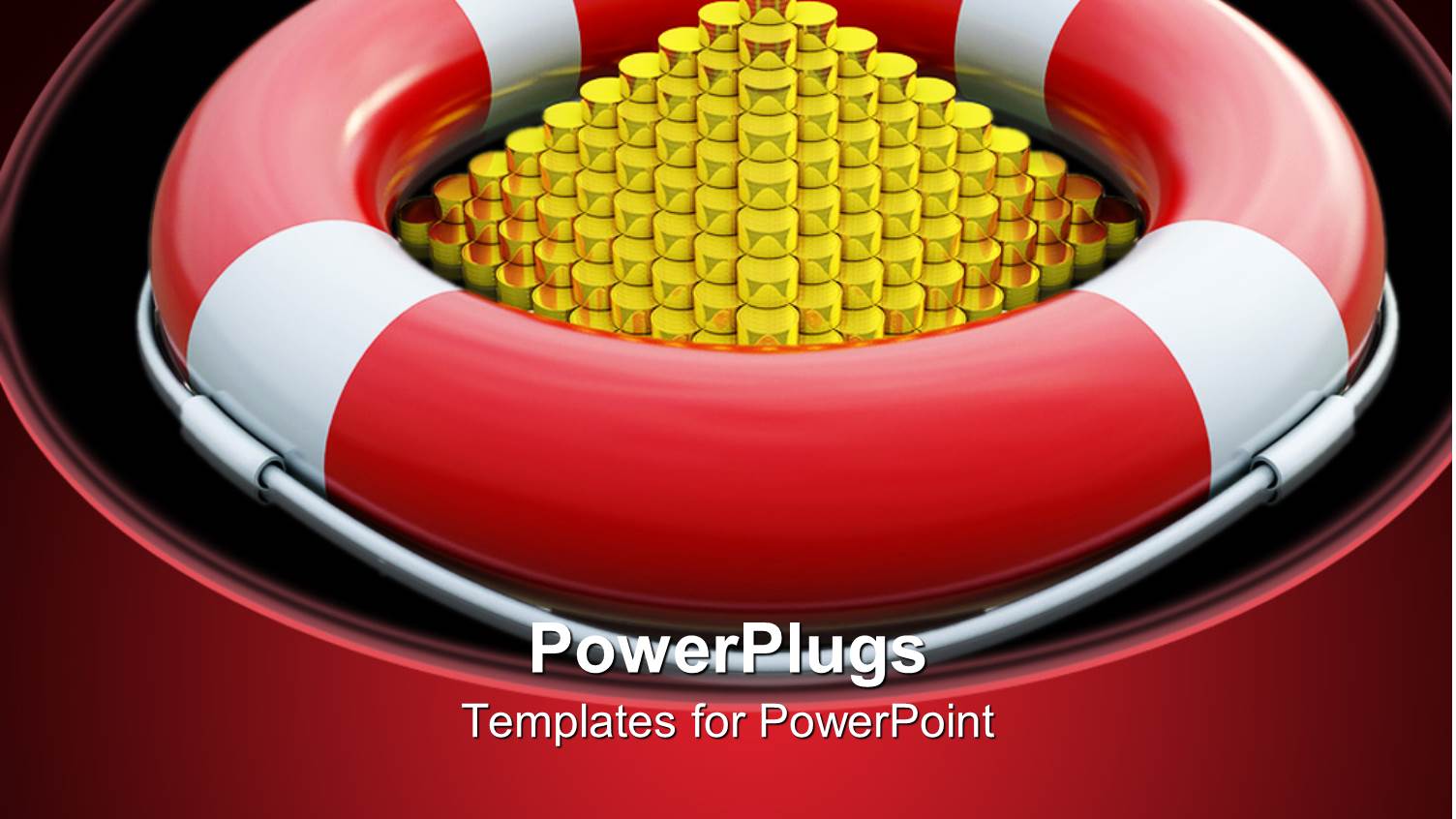 a Red and White Buoy with a Golden Pyramid Inside