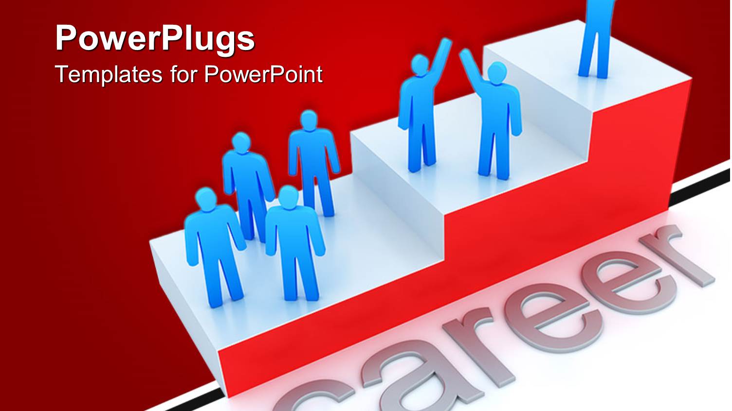 Red and White Glossy 3D Ladder with Blue Figures and Gray Career Word