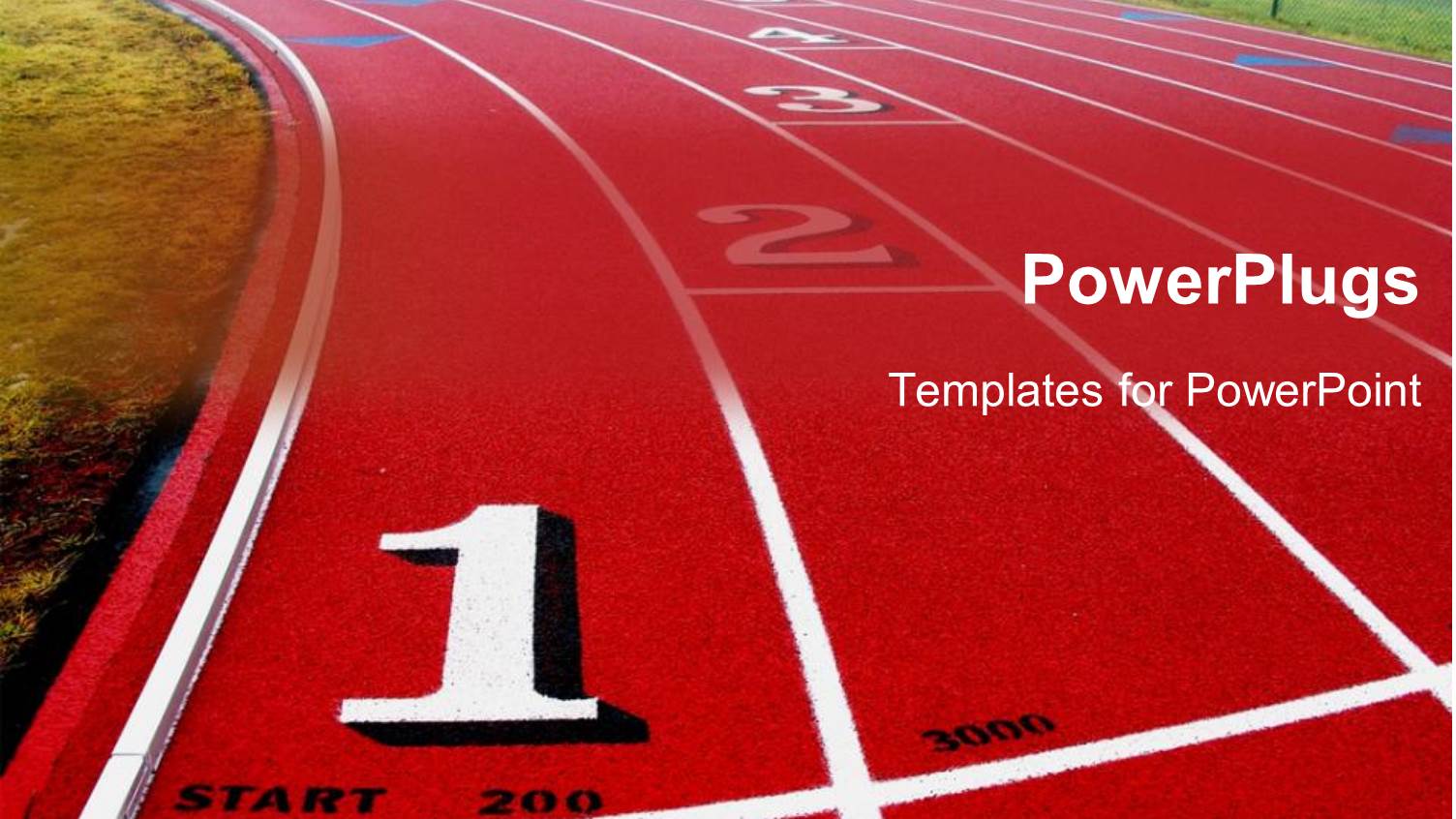 a Red and White Sports Track with some Figures and Text