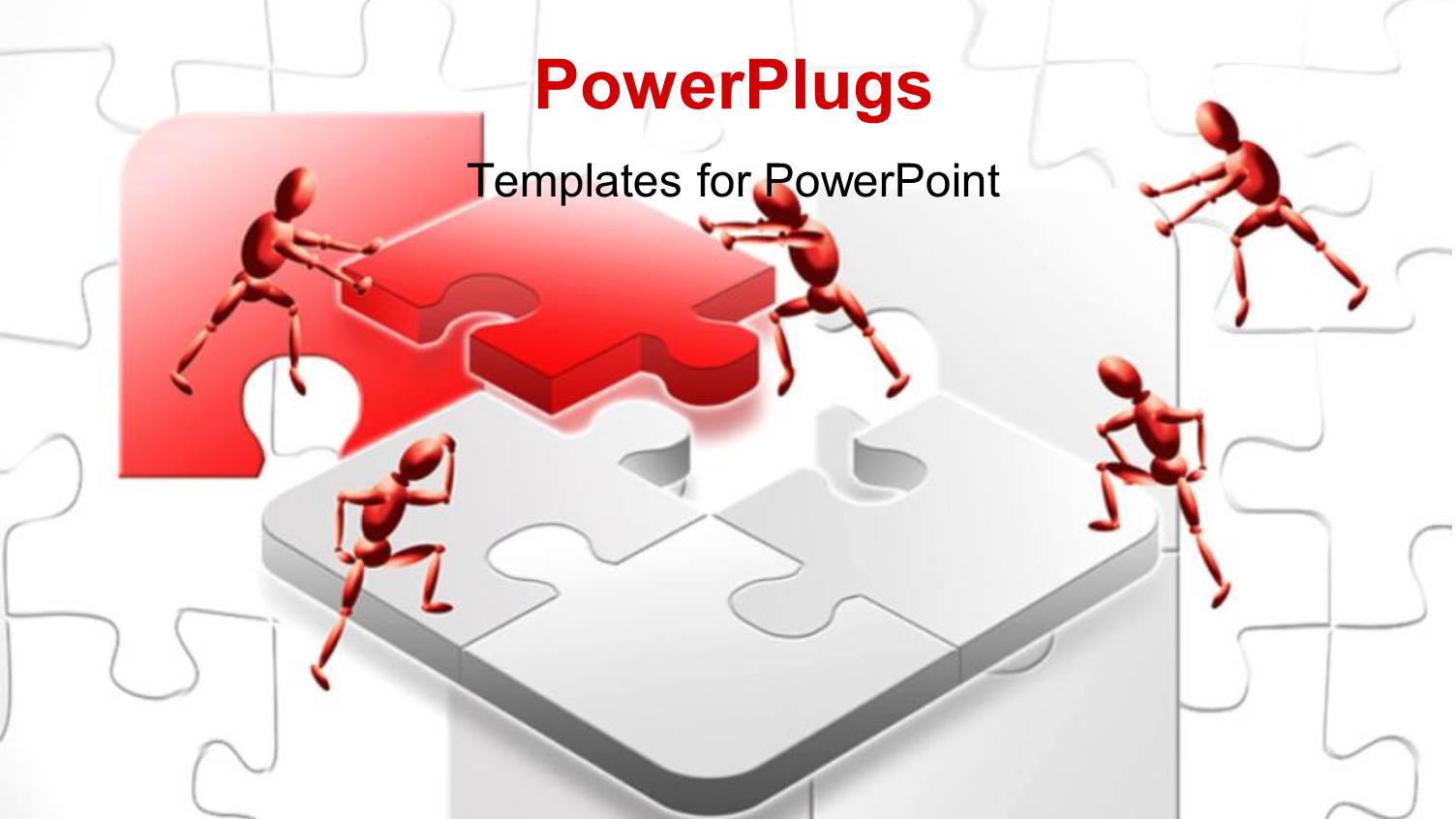 Red and White Success Teamwork Jigsaw Solved Over Second Game with Faded Puzzles