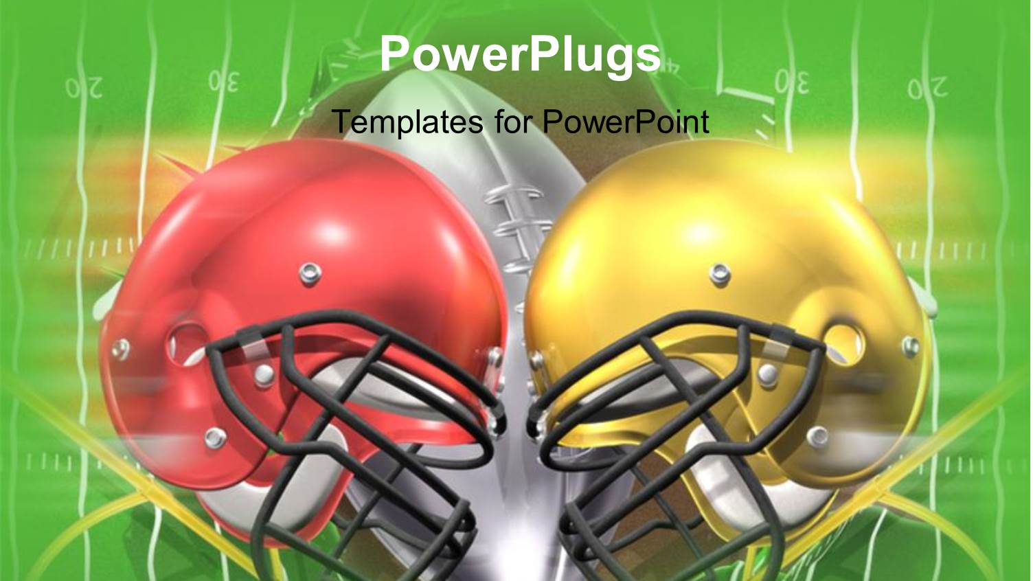 Red and Yellow American Football Helmets on Ball and Green Surface 