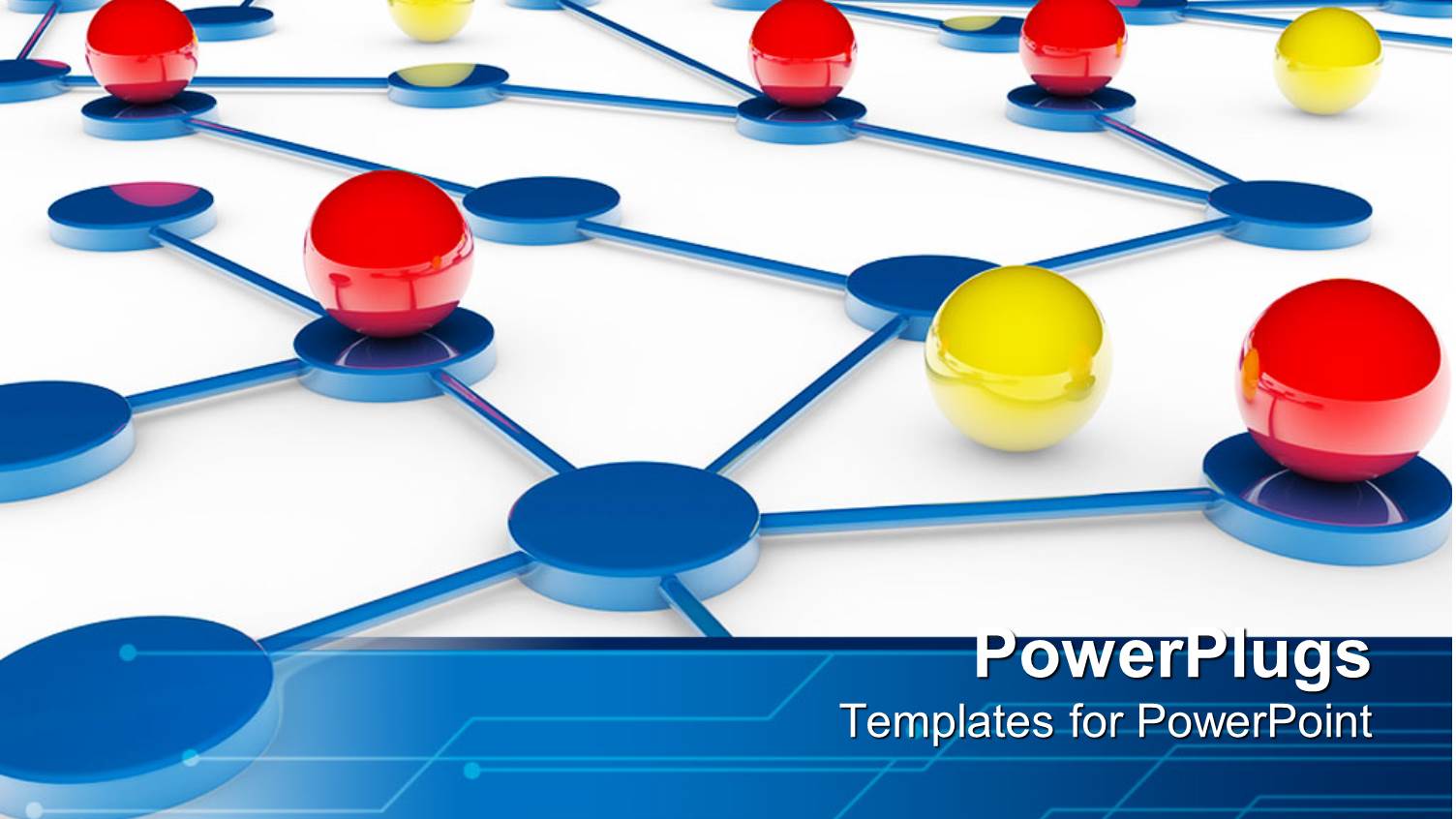 Red and Yellow Balls on Blue Platforms Connected by Blue Lines