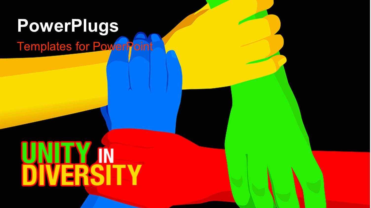 Red, Yellow, Blue, Green Linked Hands on Black Background