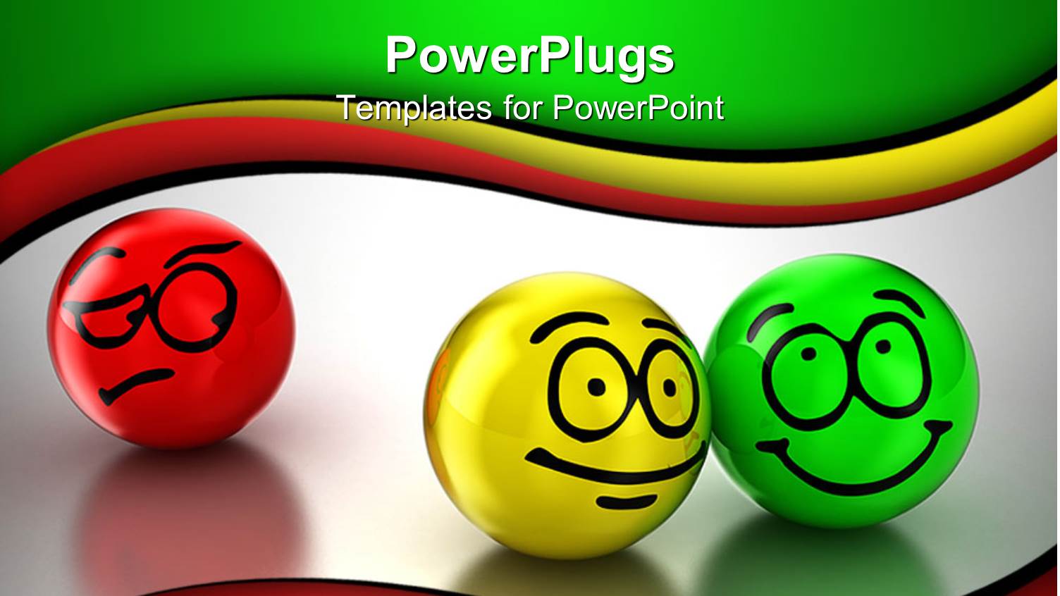 Red, Yellow and Green Ball Expressing Different Emotions, Sad Face, Smiling Face, Happy Face on Colorful Background