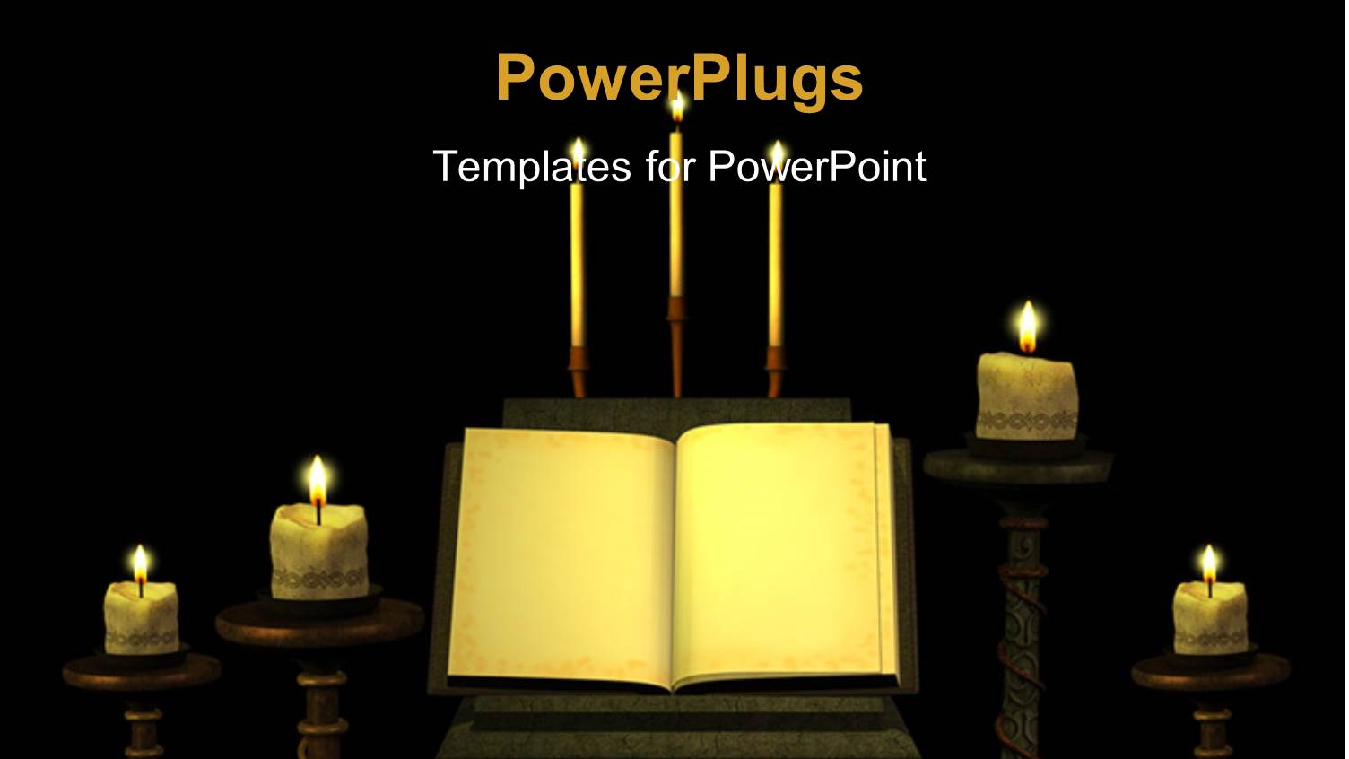 Religious Depiction with Lighted Candles and Open Vintage Book 