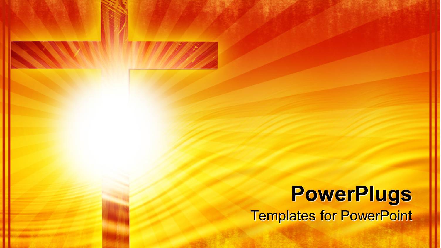 Religious Theme with big Wooden Cross and Sun with Rays Over Gradient Yellow and Orange Background