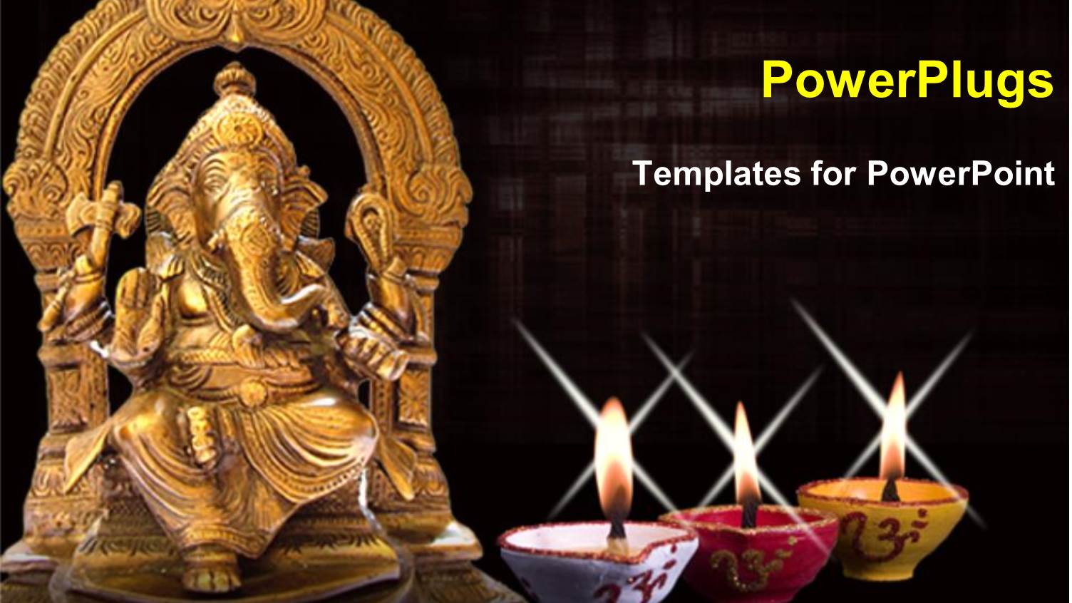 Religious Theme with Statue of Lord Ganasha and Three Burning Candles