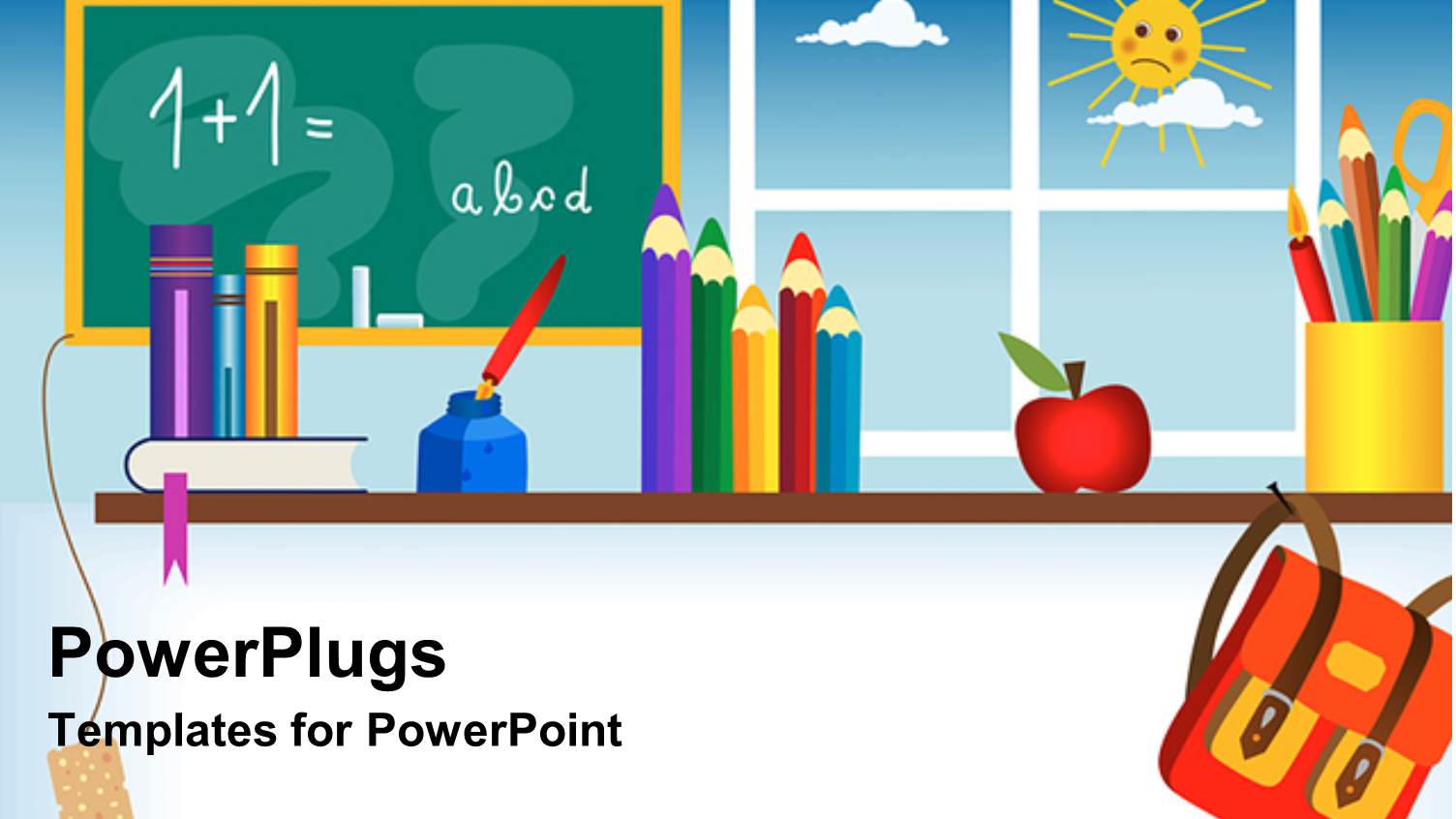 a Representation of a Classroom with Sun in the Background