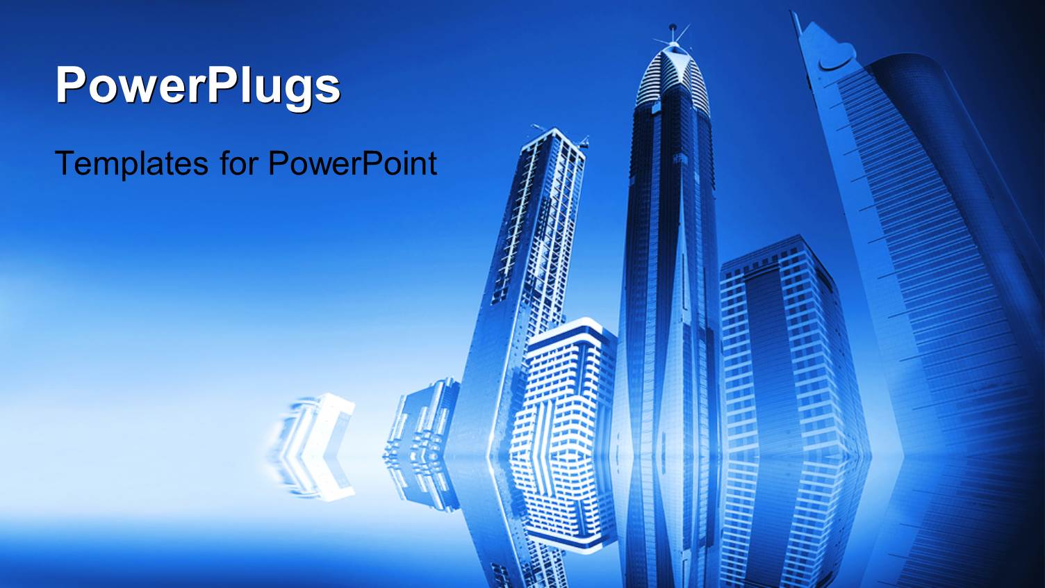 Representation of High Buildings, Blue Skyscrapers, City Buildings, Urban Depiction on Gradient Blue Background