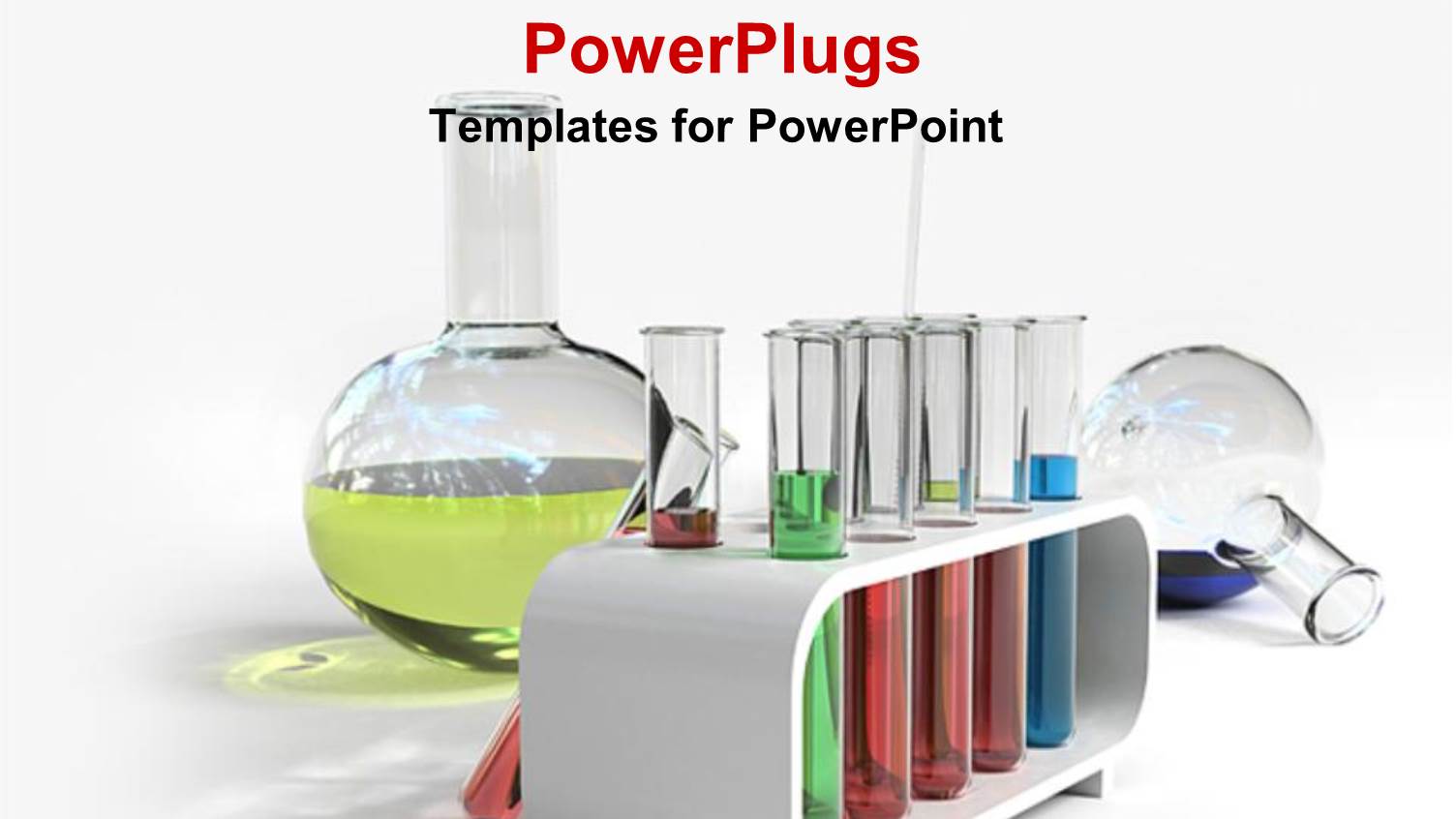 Research Laboratory with Beaker and Colored Samples in Test Tubes