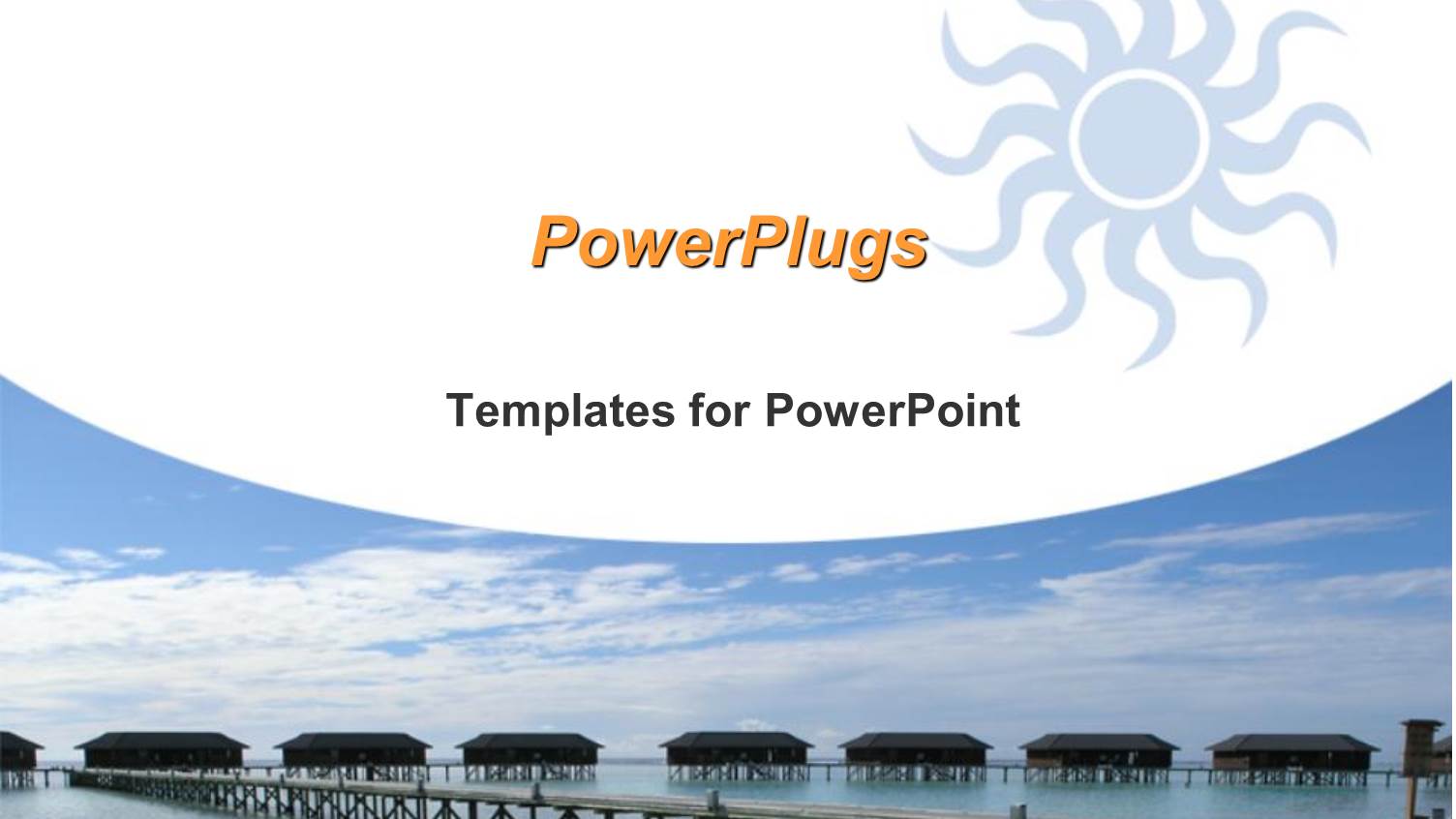 Resort Homes with Wooden Bridge, Ocean, Blue Sky, Travel, Vacation