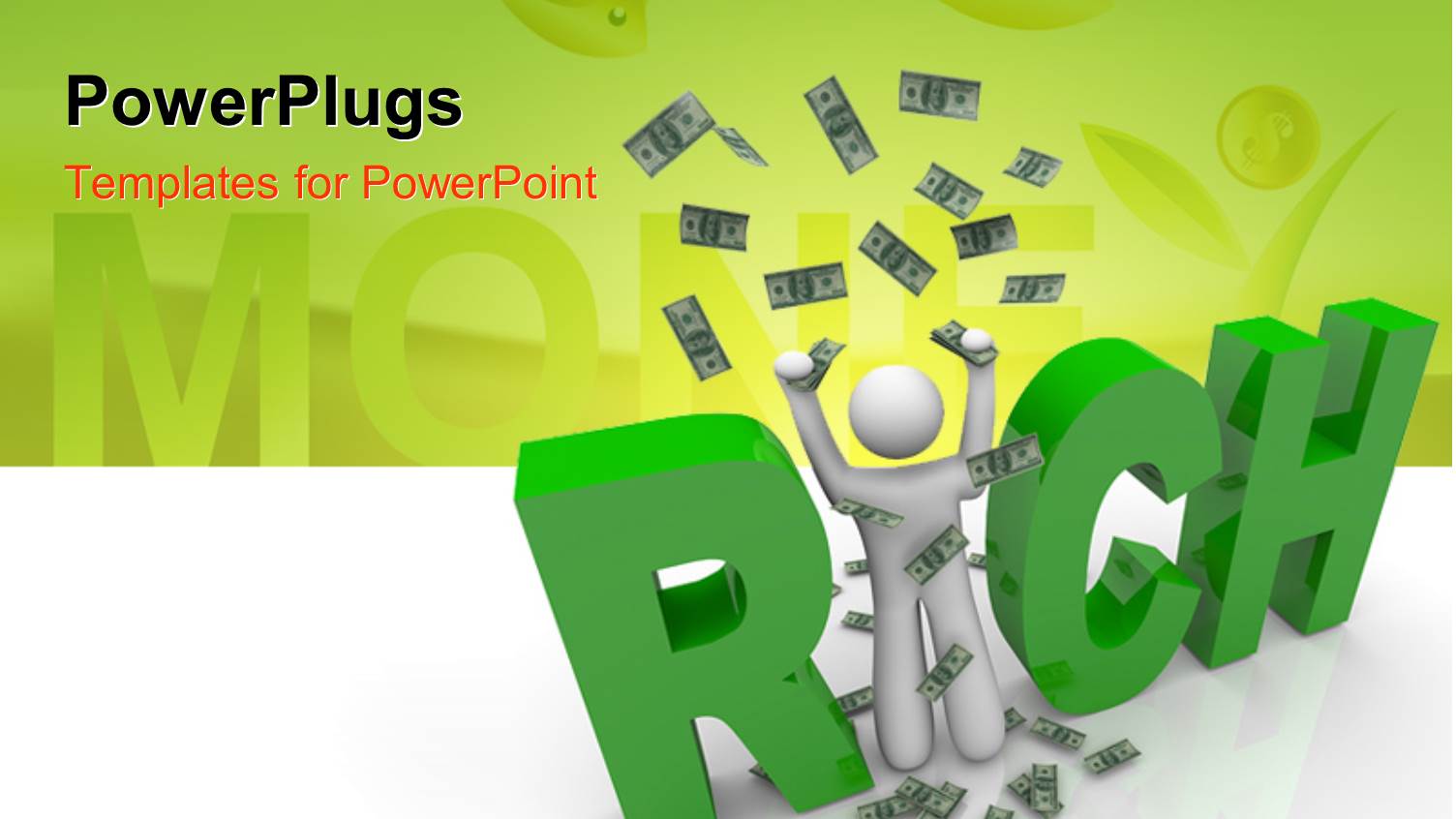 a Rich Person with a Lot of Dollars and Greenish Background