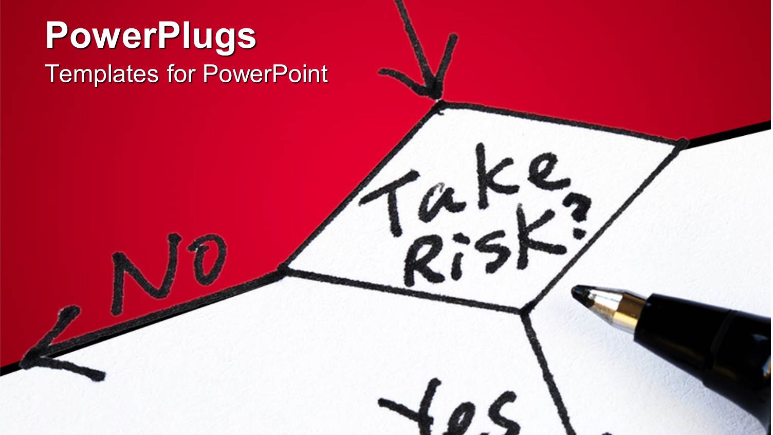 Risk Management Concept with Flow Chart Take Risk Question with Black Arrows to no and Yes Answers on White and Red