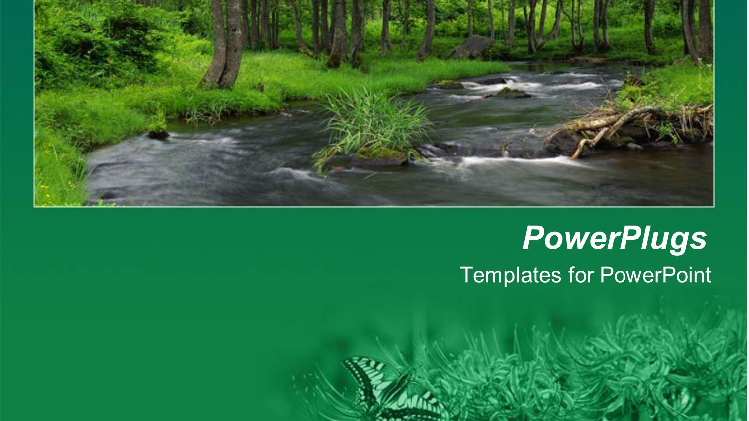 River Flowing in Middle of Green Forest with Wild Flower Field