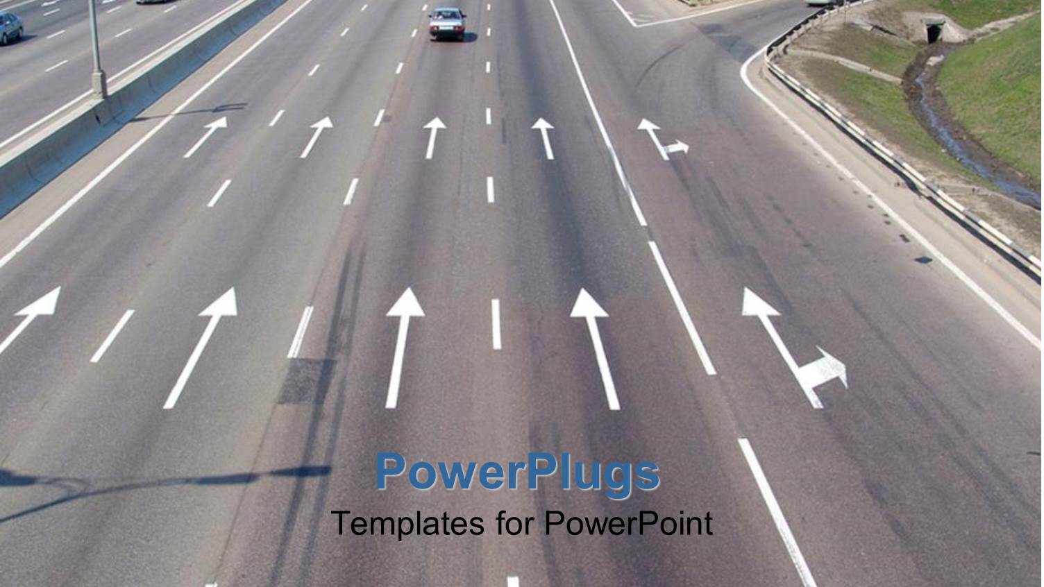 Road with Arrow Marks, Cars Moving Forward