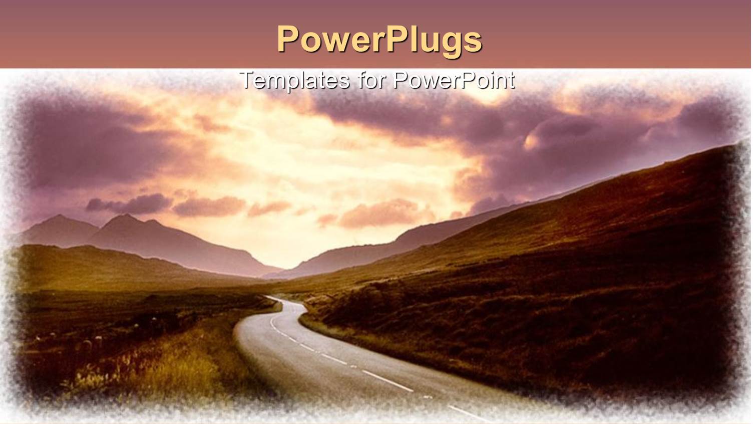 a Road Between the Mountains with Orange Sky