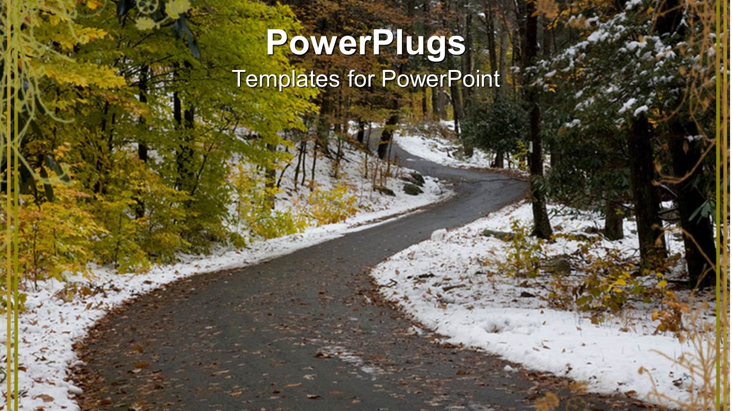 a Road in a Forest During Snow Fall
