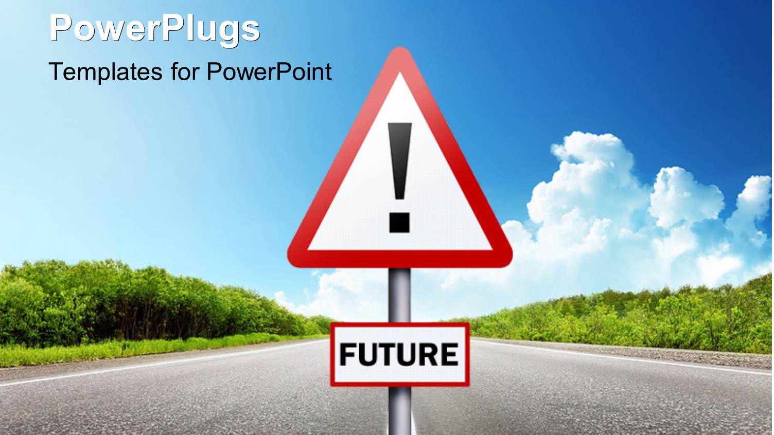 Road Leading to FUTURE Passing Through Forest with Road Sign