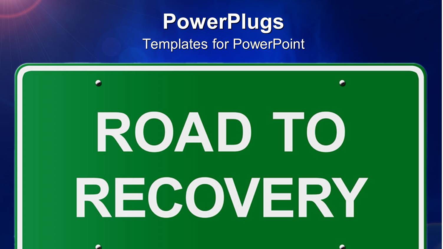 Road to Recovery Road Sign with Sunny Blue Background