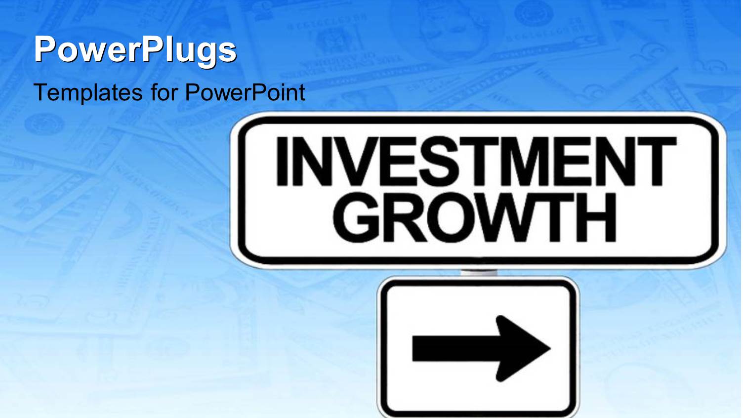 Road Sign Leading to INVESTMENT GROWTH with Dollar Bills Blurred in Background