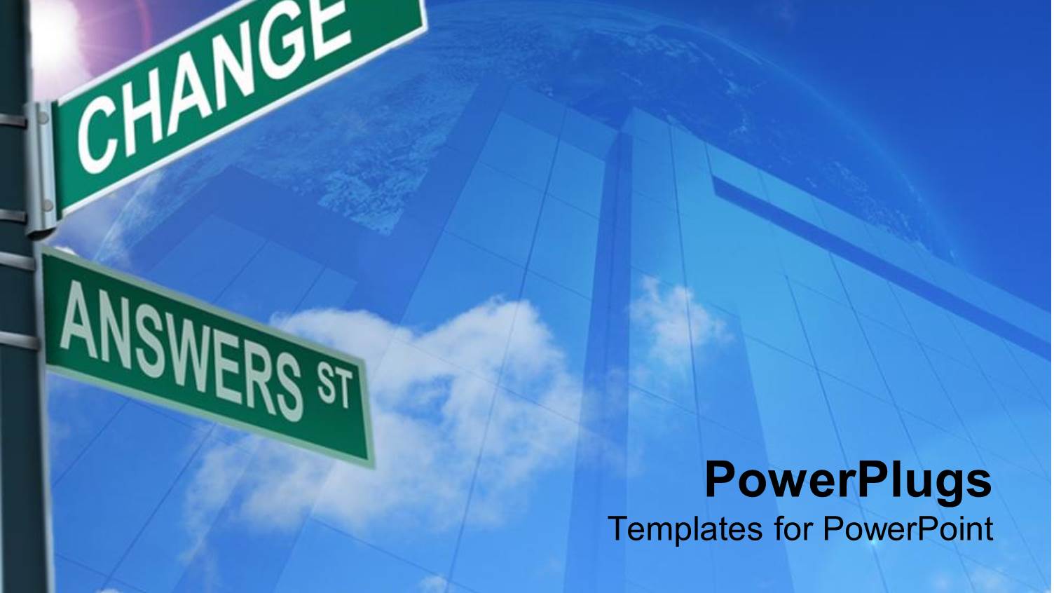 Road Signs with Direction to CHANGE AV and ANSWERS ST