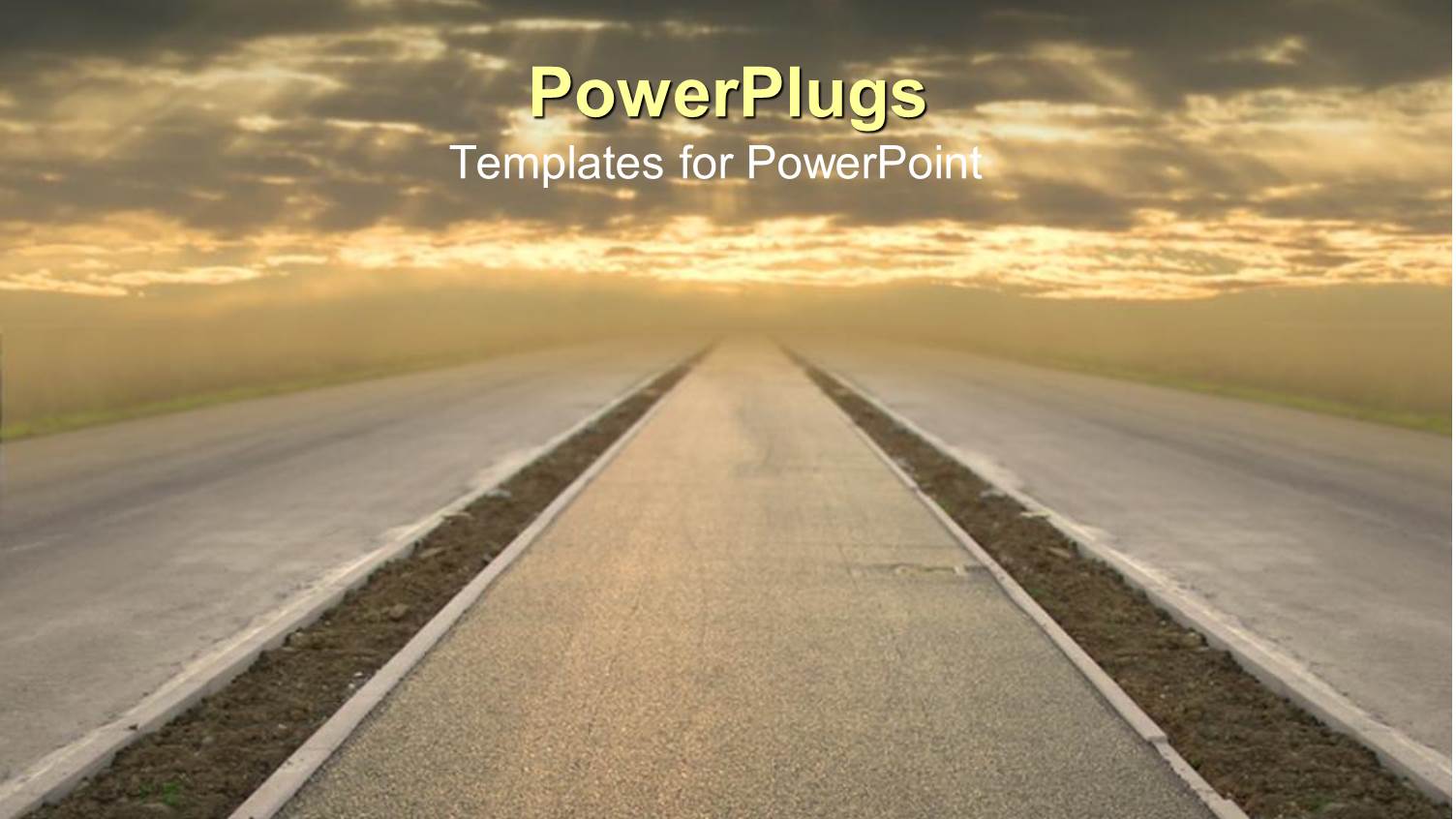 Road Under Sunset and Sun Rays Through Cloudy Sky