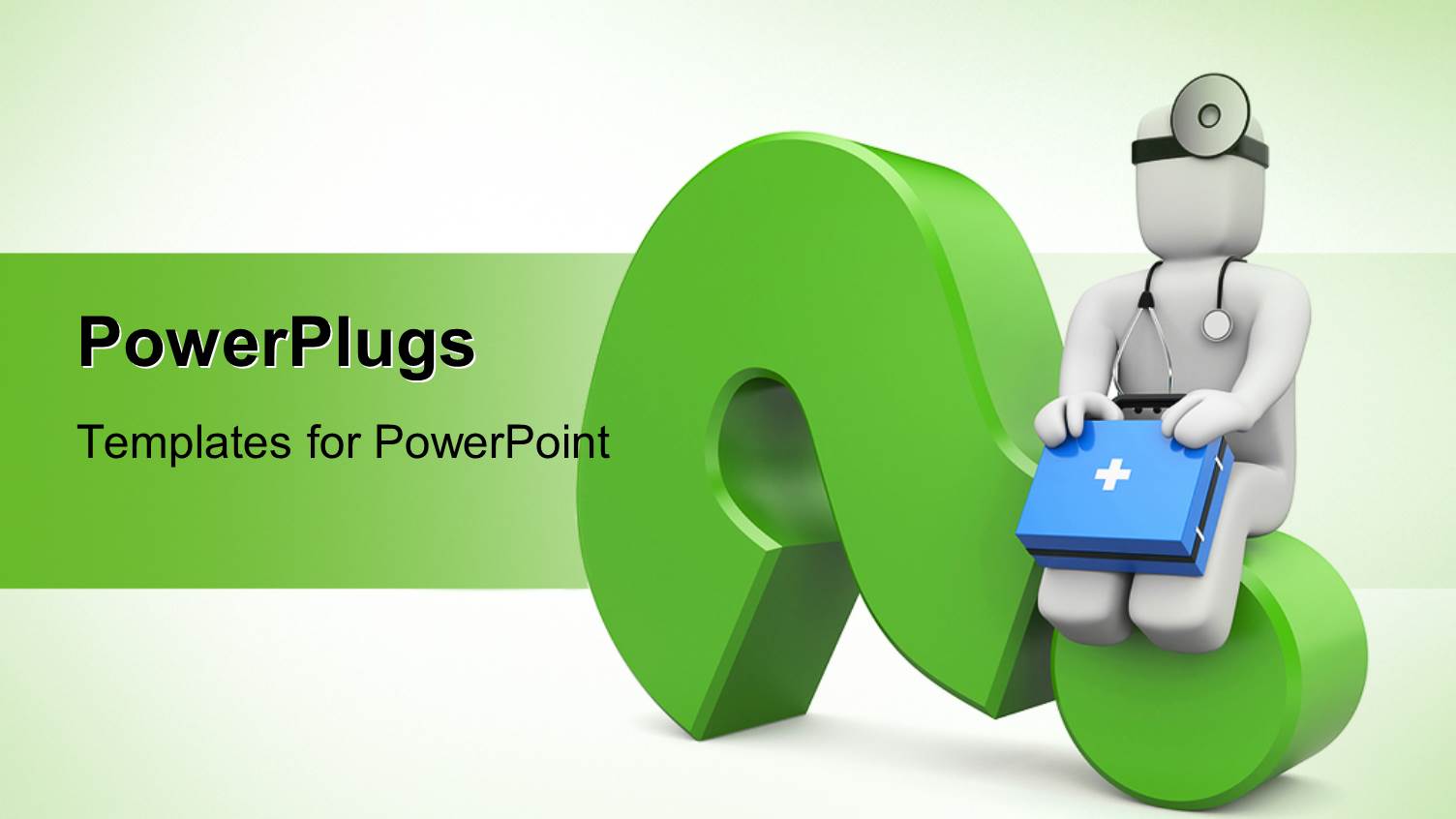 Robot with First Aid Kit and Green 3D Question Mark