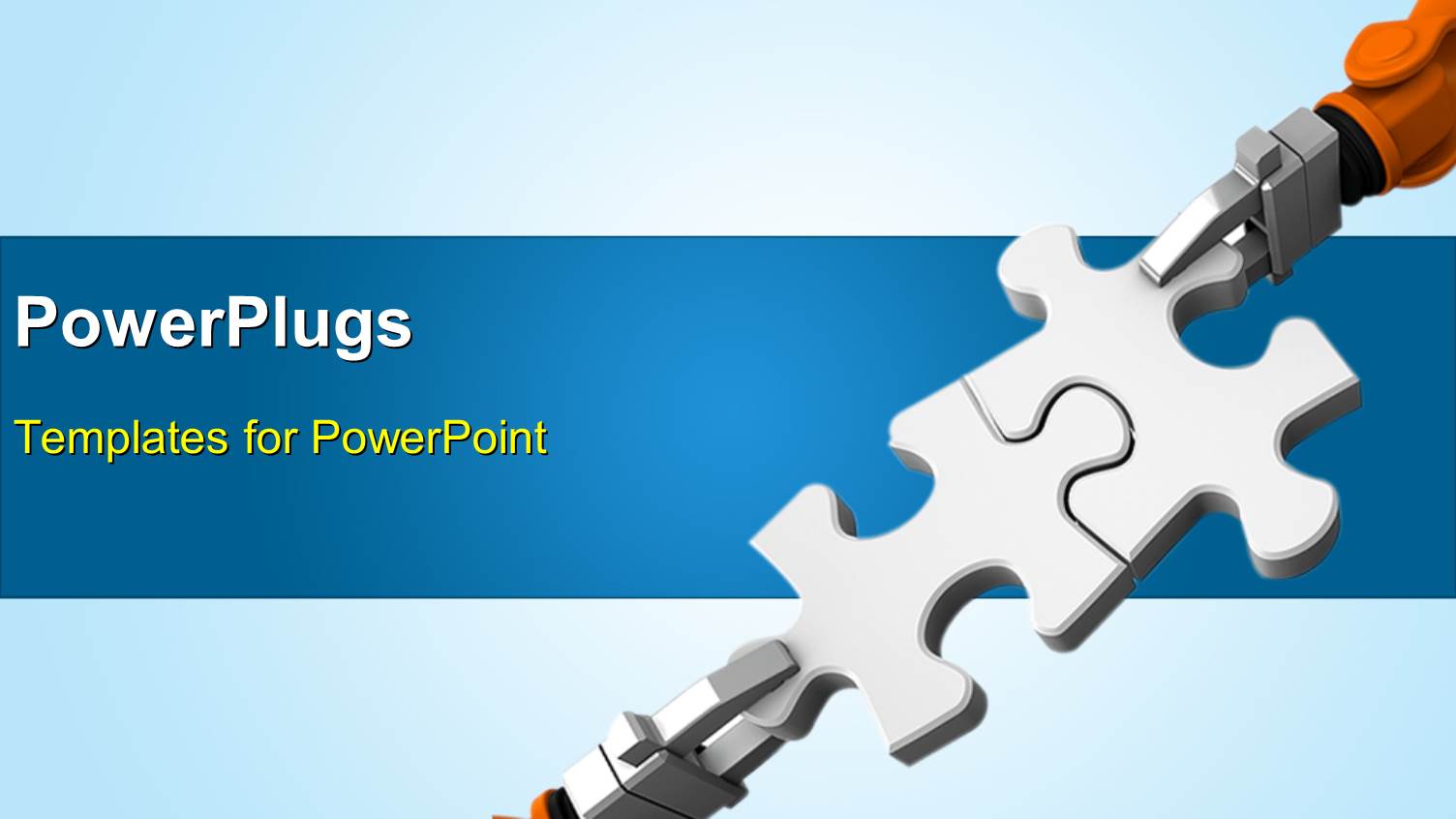 Robot Holding Jigsaw Puzzle Piece on a Blue Background