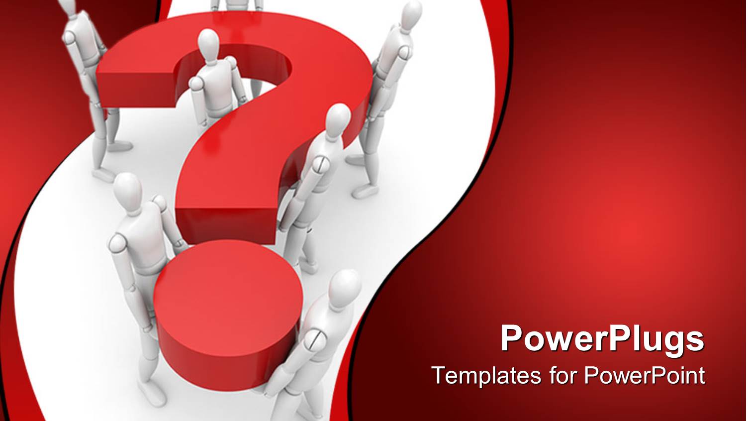 Robots Carrying 3D Question Mark Symbol on White Background