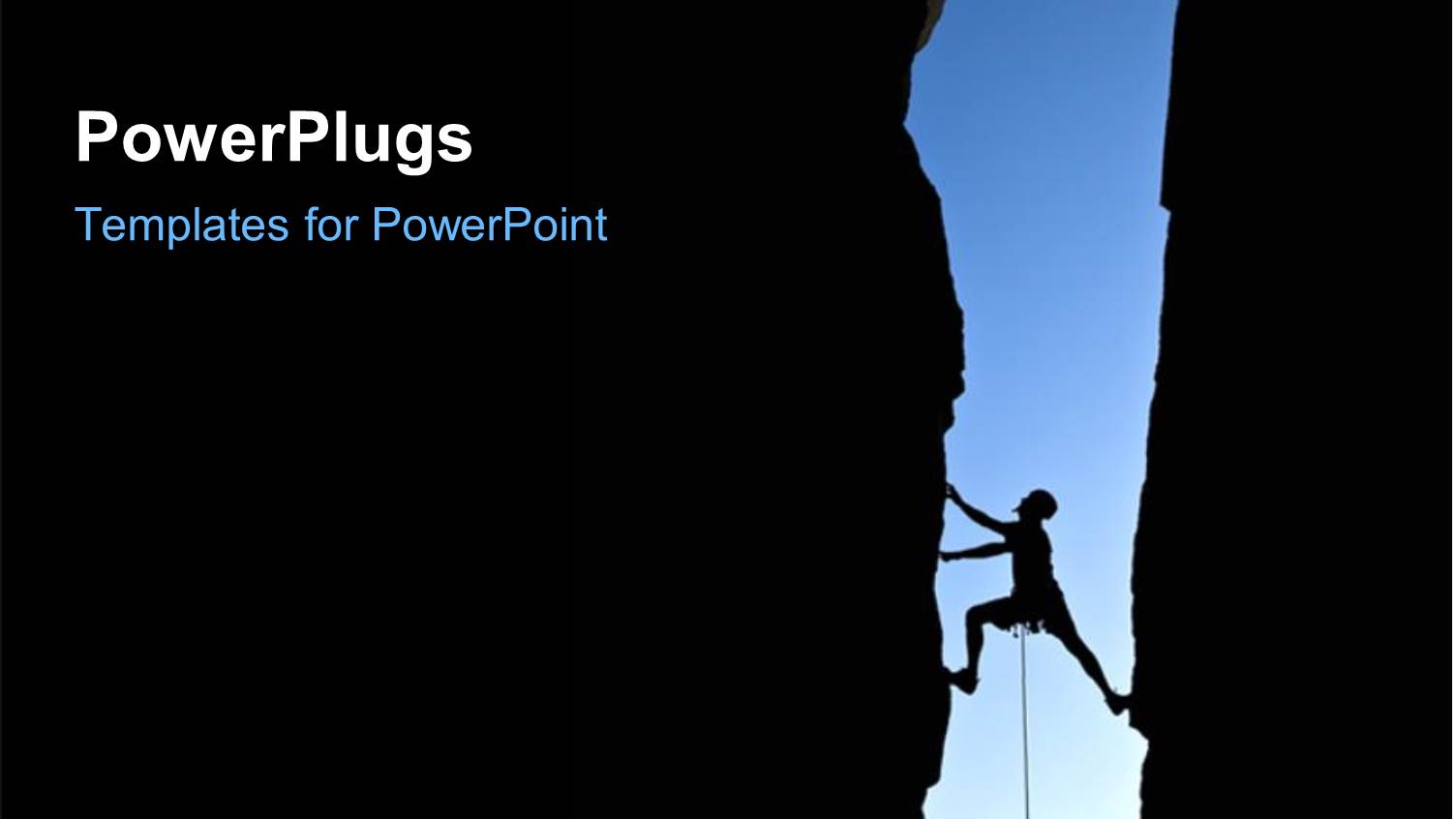 Rock Climber Silhouetted Between Two Cliff Faces