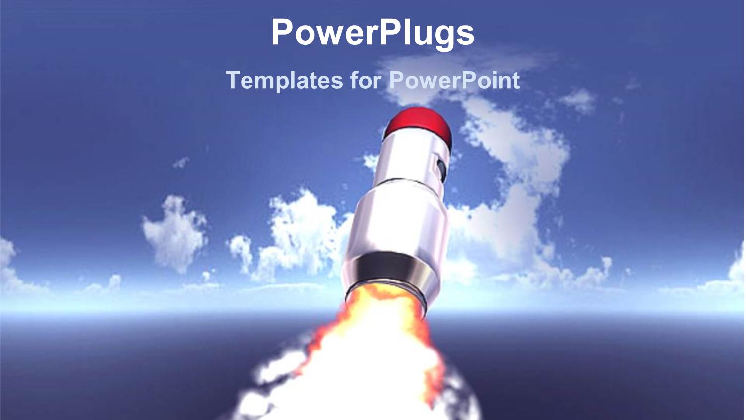 Rocket Launching Toward Blue Sky with Clouds, Blastoff, Astronomy, Spaceship