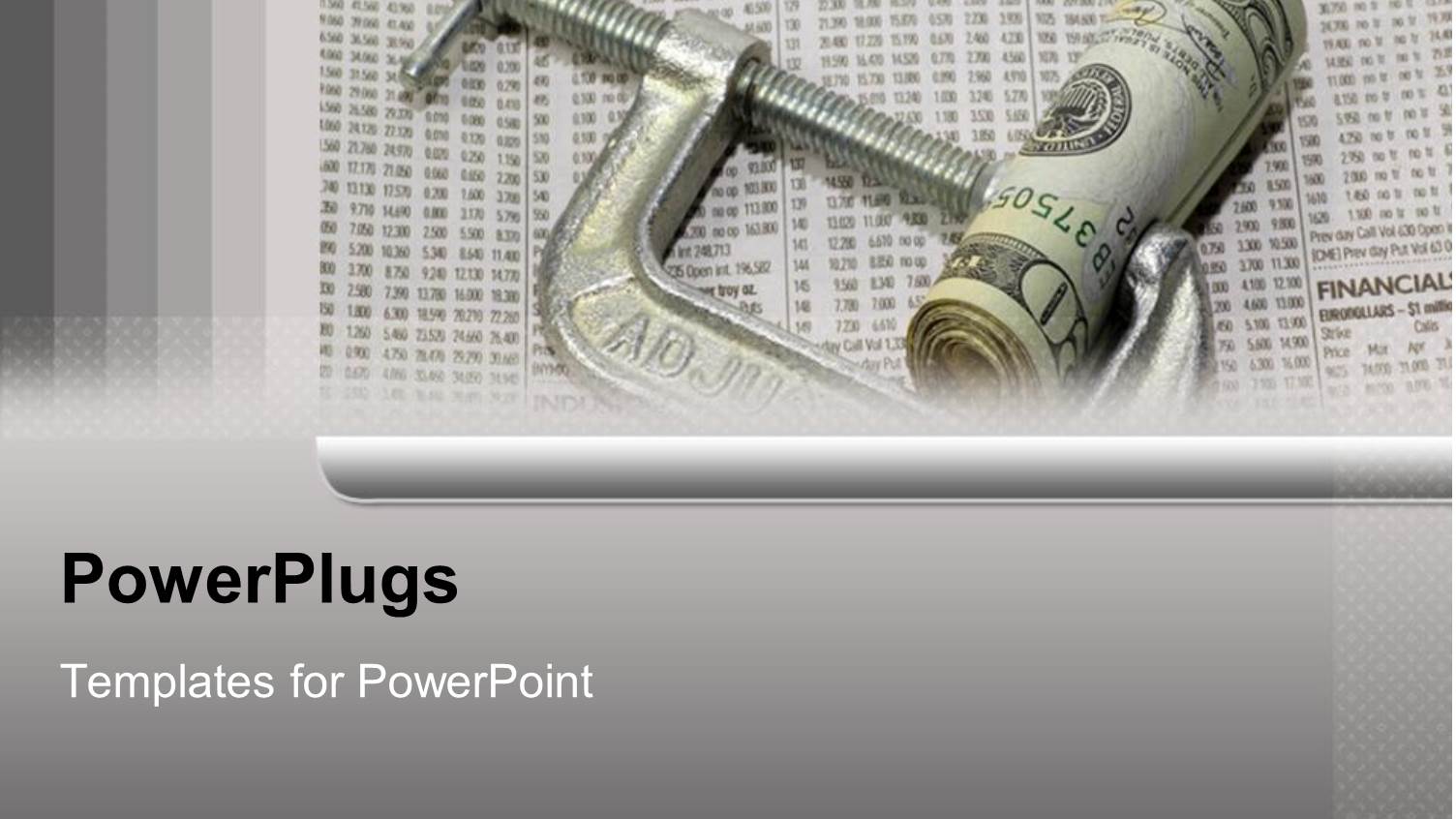 Roll of Twenty Dollar Bills in Clamp on Gray Background