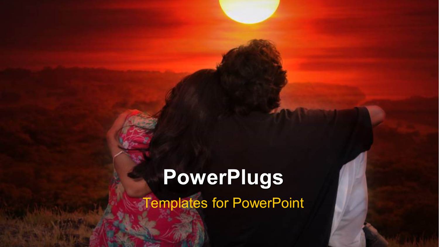 a Romantic Couple Sitting and Watching the Sun Set Together