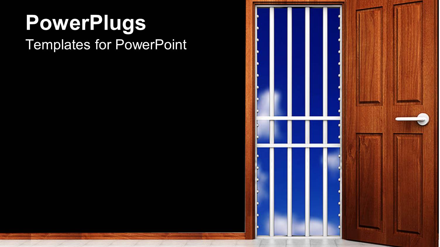 Room with Open Door, Behind them a Prison Cage and Summer Sky